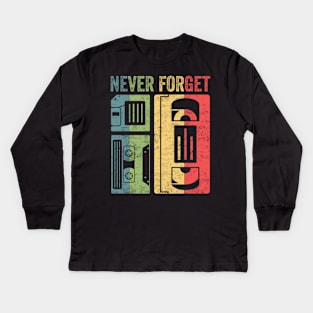 Never Forget Cassette Floppy Disk Kids Long Sleeve T-Shirt